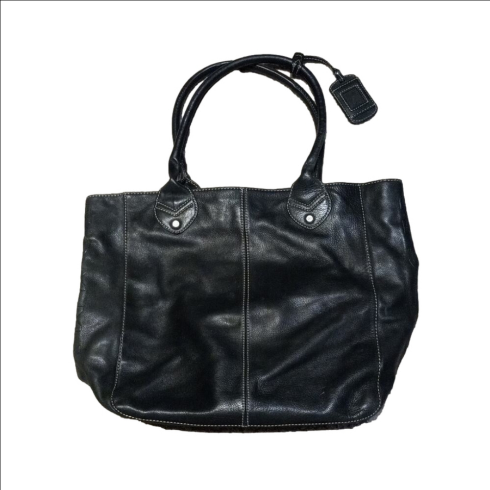 TOMMY HILFIGER leather spacious nautica tote, black
